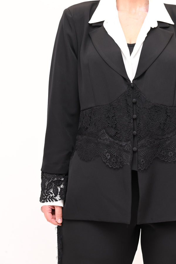 Tailleur inserto pizzo - Nero