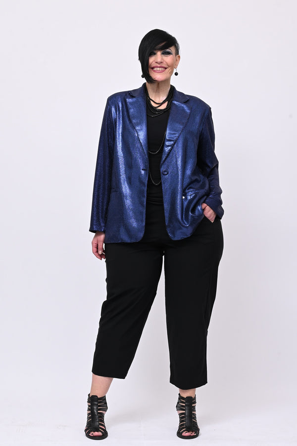Giacca lurex bottone - Blu notte