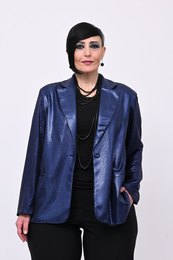 Giacca lurex bottone - Blu notte