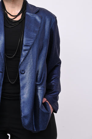 Giacca lurex bottone - Blu notte