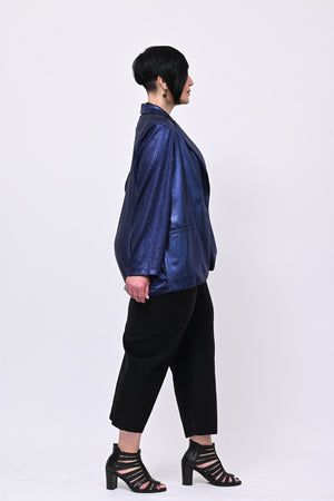 Giacca lurex bottone - Blu notte