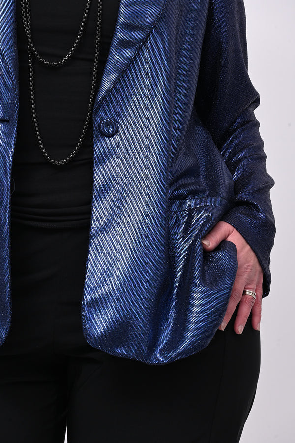 Giacca lurex bottone - Blu notte