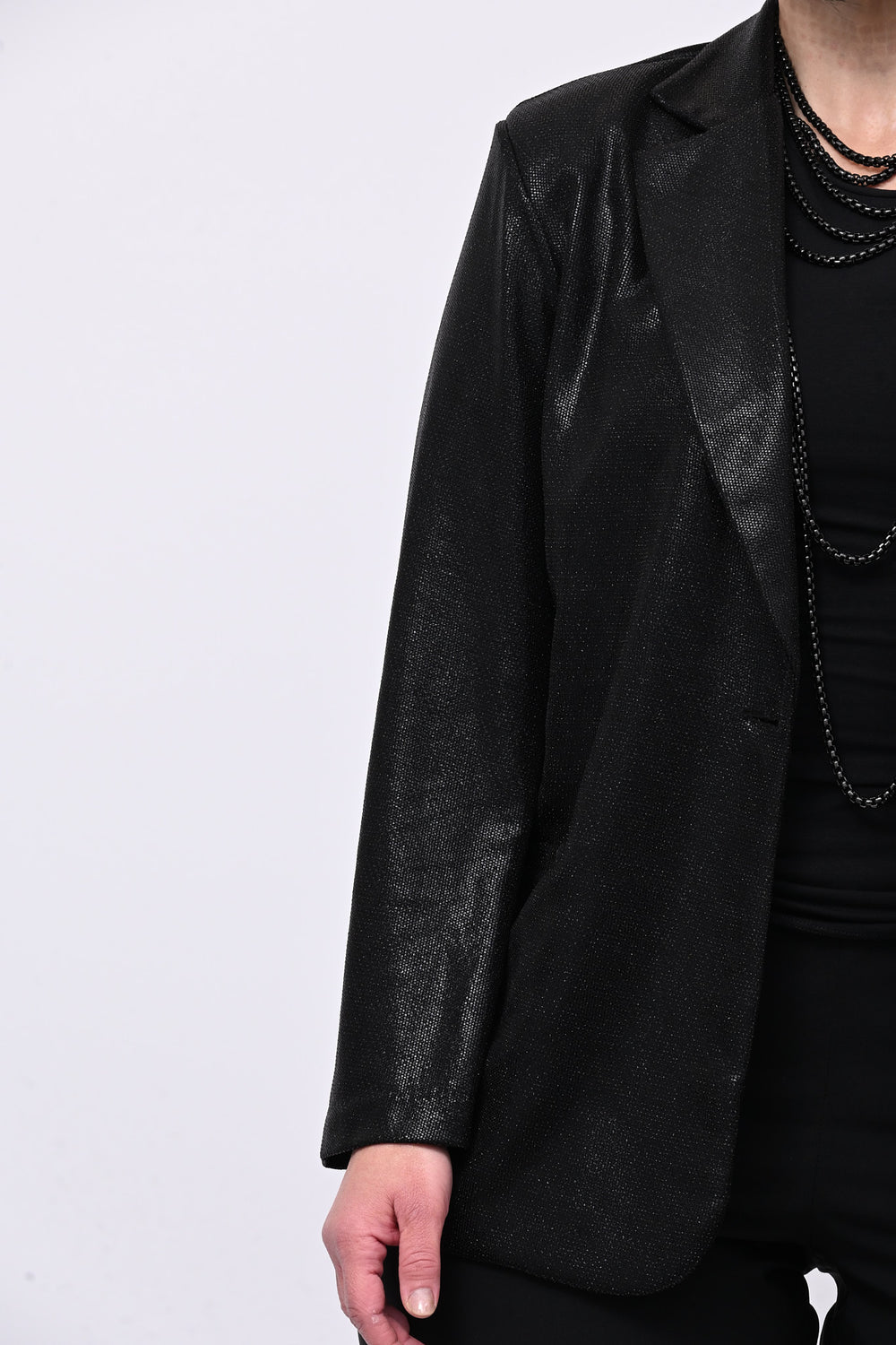 Giacca lurex bottone - Nero