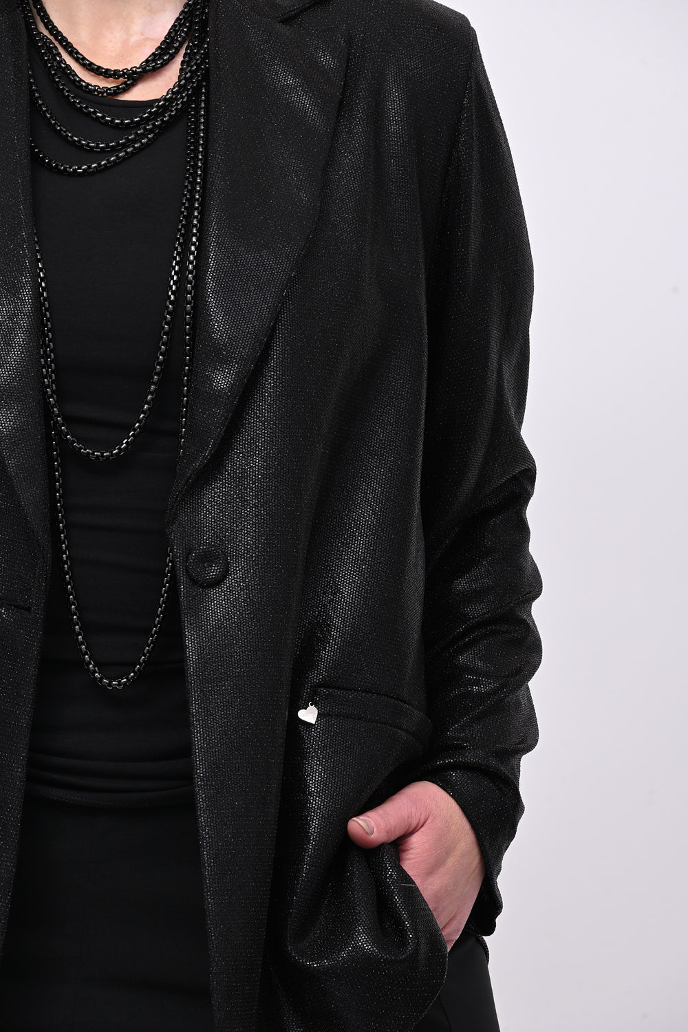 Giacca lurex bottone - Nero