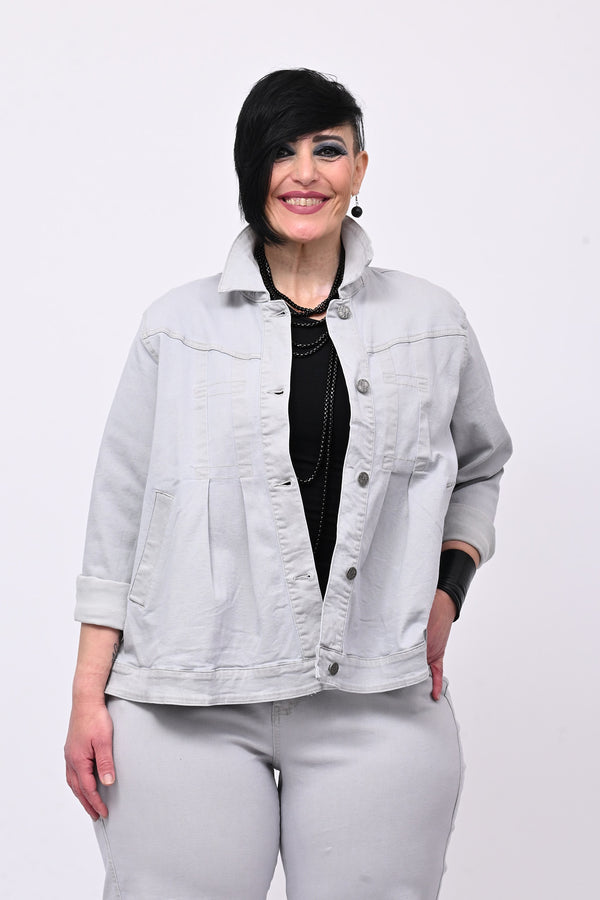 Giacca peplum lavata - Ghiaccio