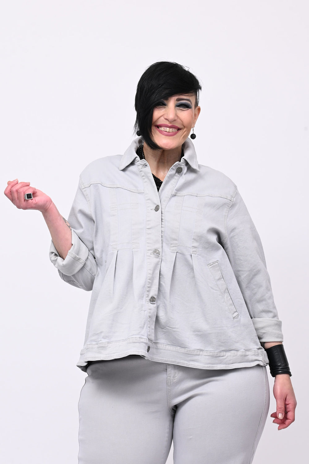 Giacca peplum lavata - Ghiaccio