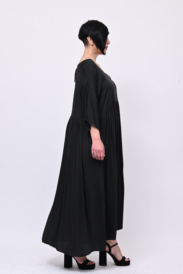 Abito viscosa laccetto - Nero