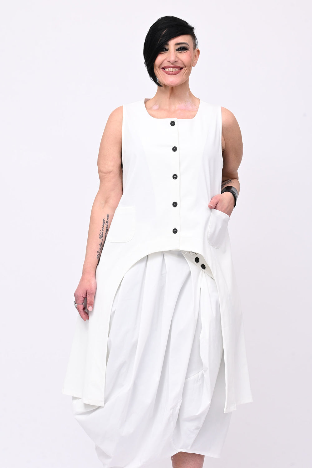 Gilet stondato spacco - Bianco