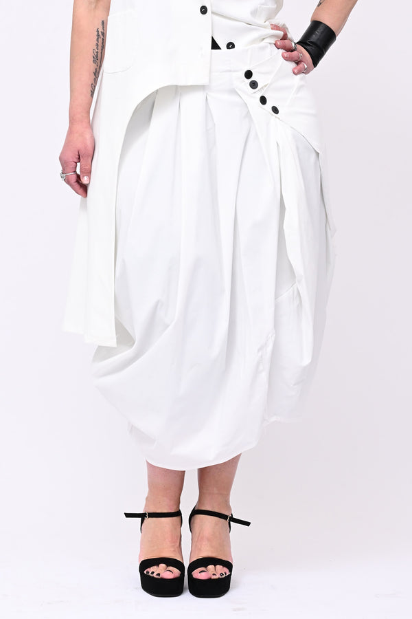 Gonna bottoni pinces - Bianco