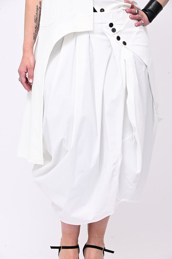 Gonna bottoni pinces - Bianco