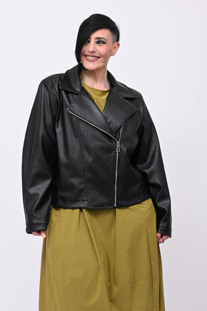 Chiodo ecopelle martellato - Nero