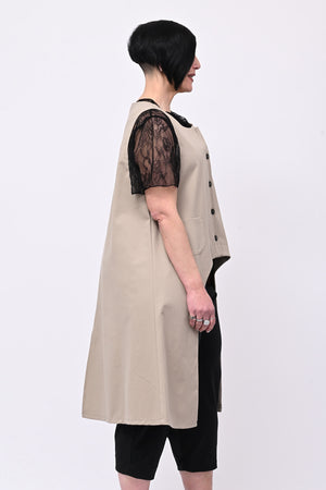 Gilet stondato spacco - Greige