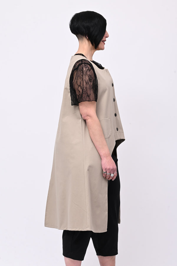 Gilet stondato spacco - Greige