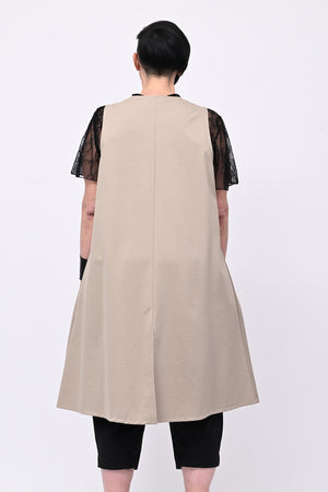 Gilet stondato spacco - Greige