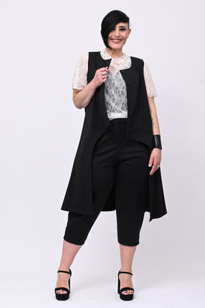 Gilet stondato spacco - Nero