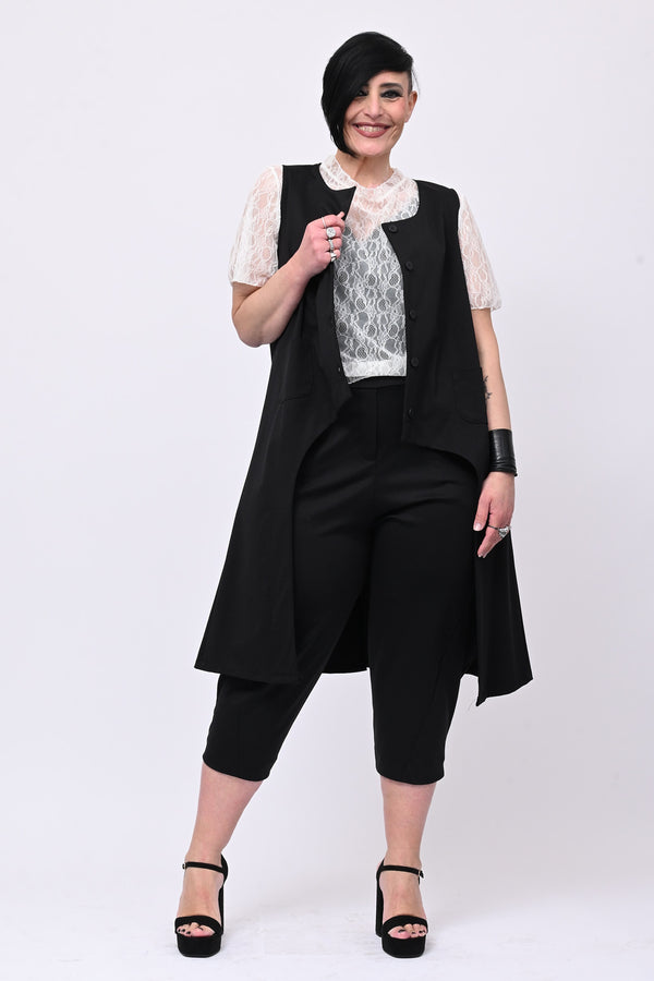 Gilet stondato spacco - Nero