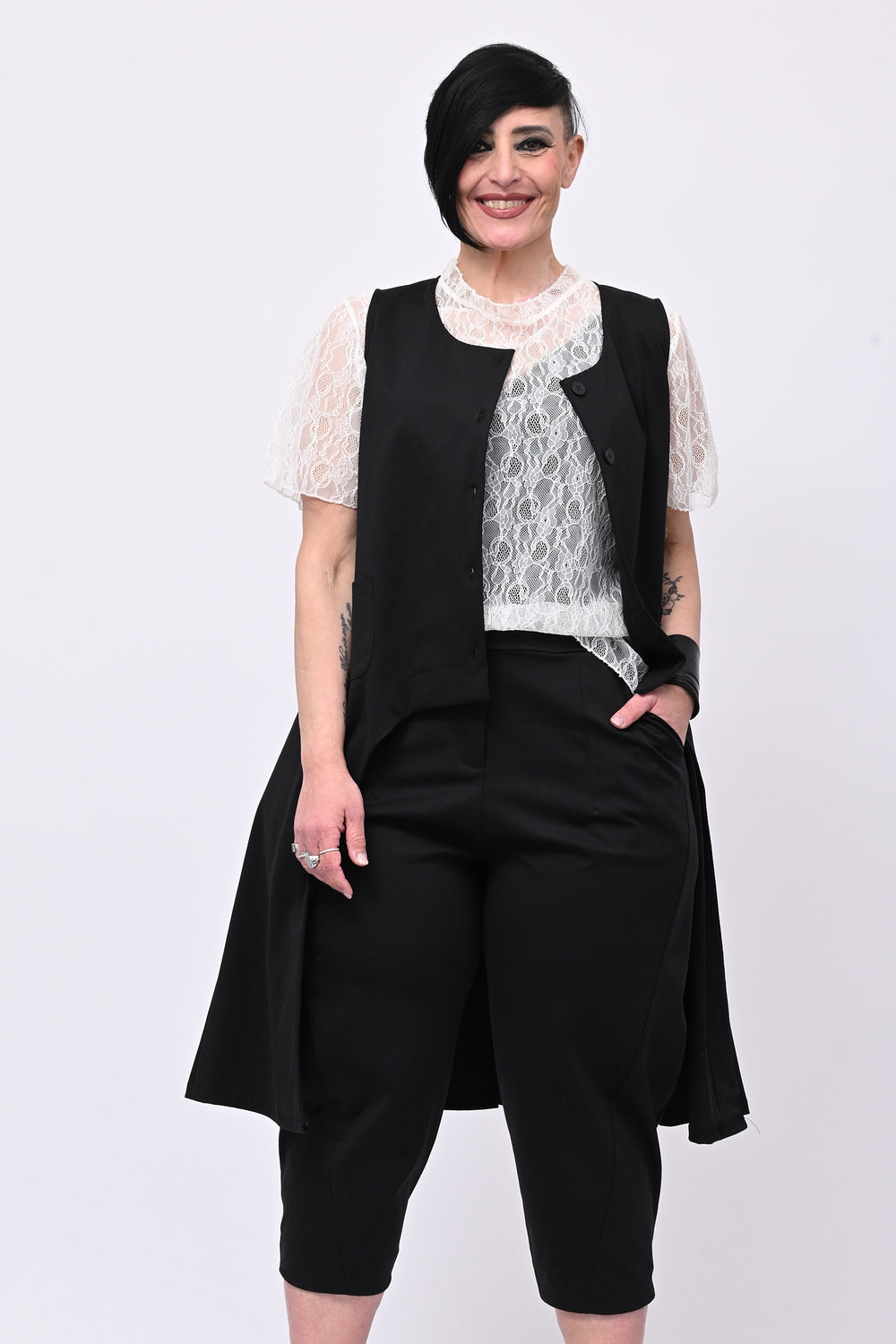 Gilet stondato spacco - Nero