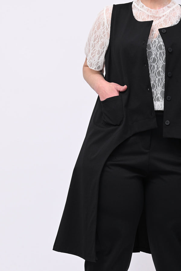 Gilet stondato spacco - Nero