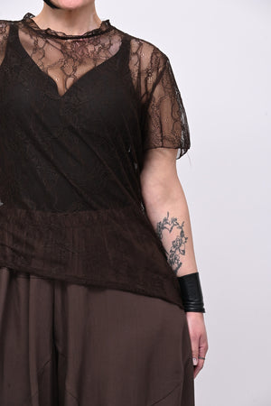 Maglia pizzo colletto - Moro