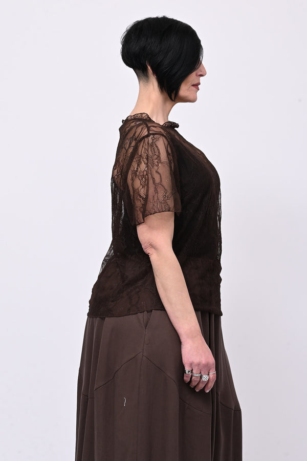 Maglia pizzo colletto - Moro
