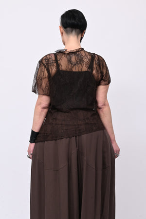 Maglia pizzo colletto - Moro