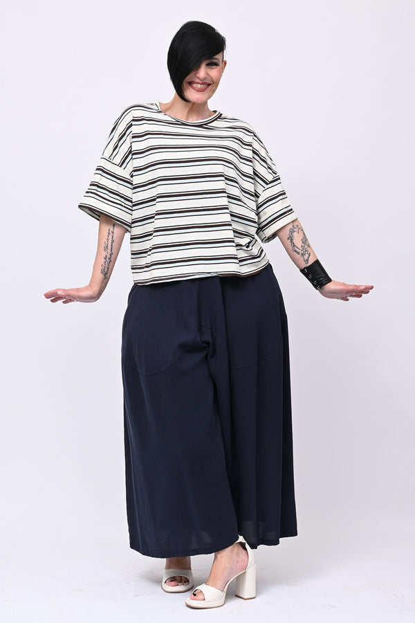 T-shirt scatola righe - Celeste
