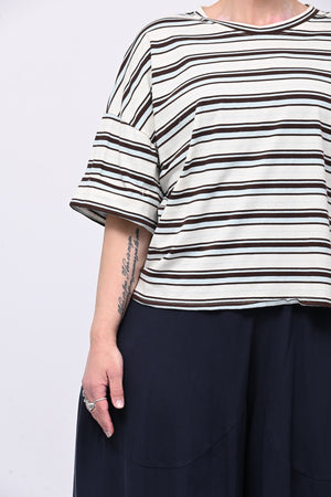 T-shirt scatola righe - Celeste