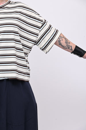 T-shirt scatola righe - Celeste