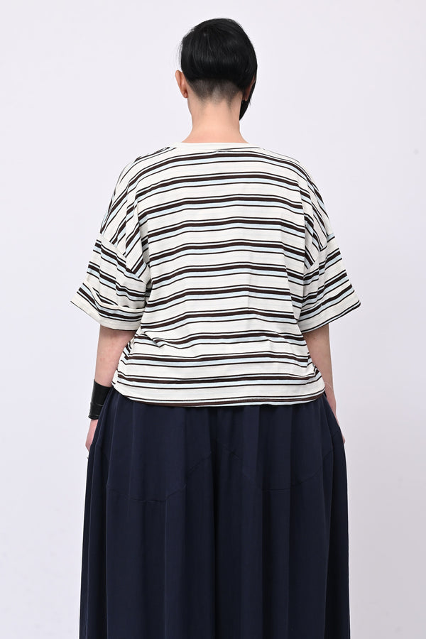 T-shirt scatola righe - Celeste