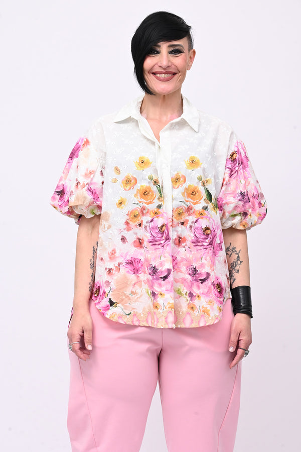 Camicia Sangallo dipinta - Fuxia