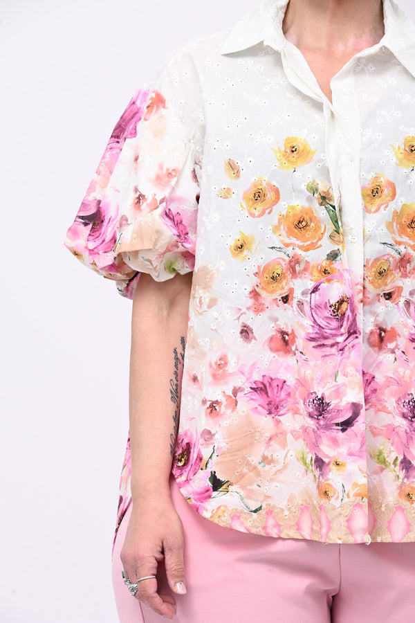 Camicia Sangallo dipinta - Fuxia