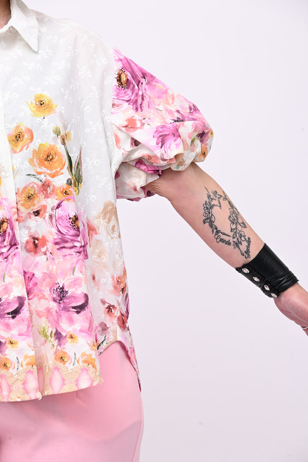 Camicia Sangallo dipinta - Fuxia