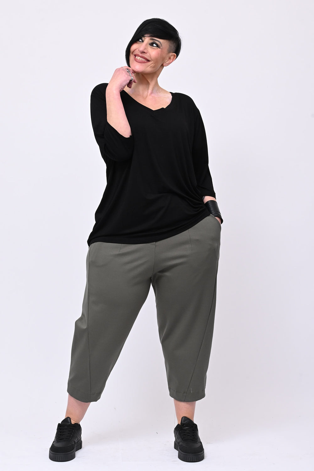 Pantacrop cuciture - Verde militare