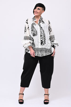 Camicia sangallo Santorini - Nero