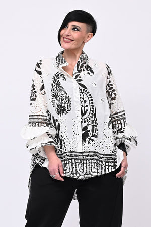 Camicia sangallo Santorini - Nero