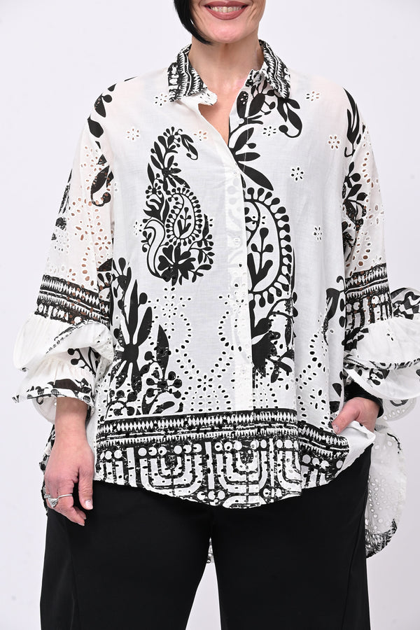 Camicia sangallo Santorini - Nero