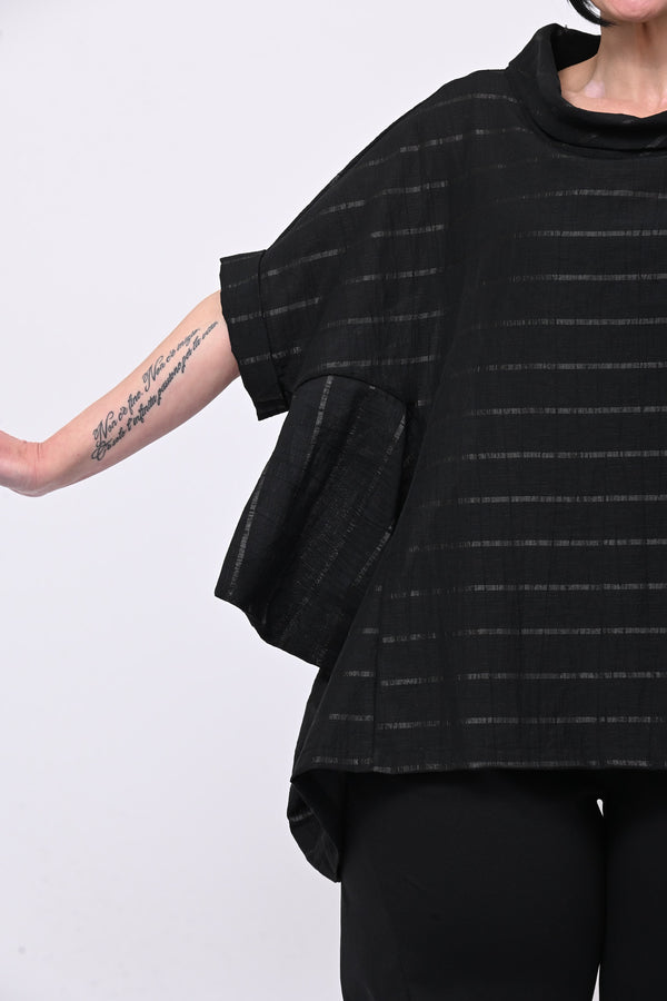 Maglia garzata righe - Nero