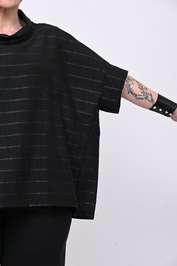 Maglia garzata righe - Nero