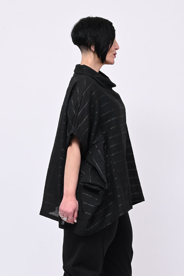 Maglia garzata righe - Nero