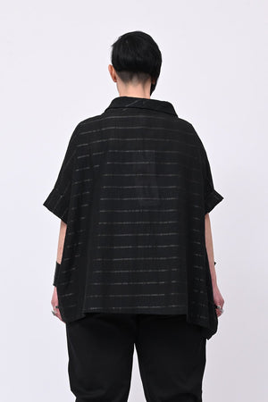 Maglia garzata righe - Nero