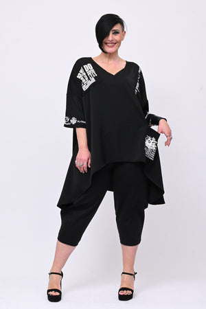 Maglia scritte punta - Nero