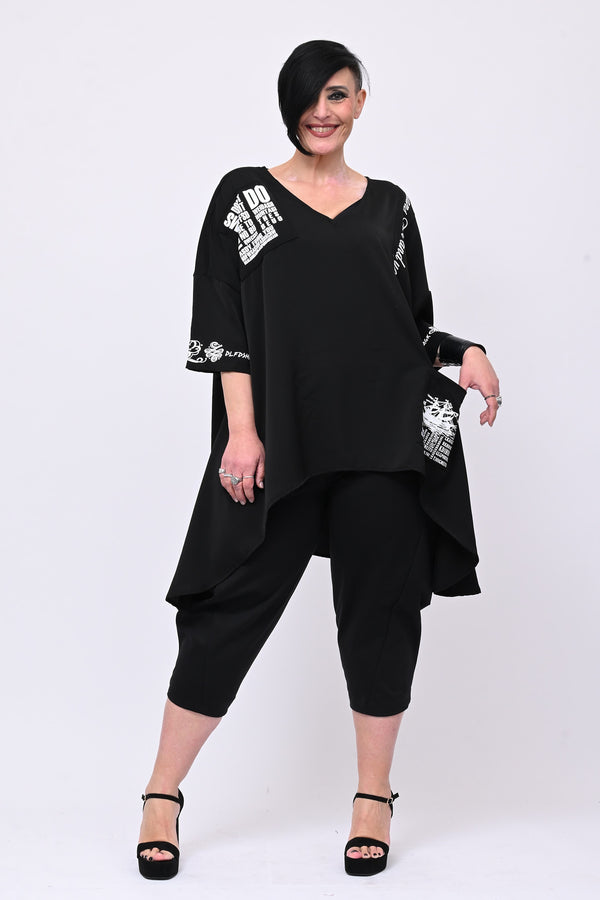 Maglia scritte punta - Nero