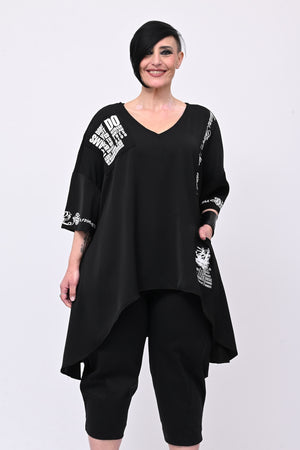 Maglia scritte punta - Nero