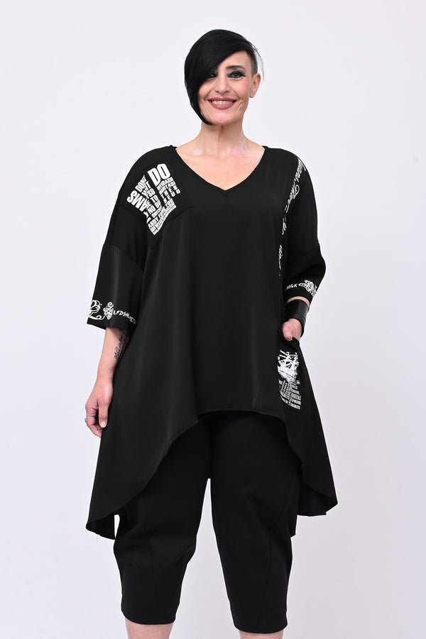 Maglia scritte punta - Nero