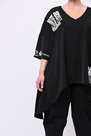 Maglia scritte punta - Nero