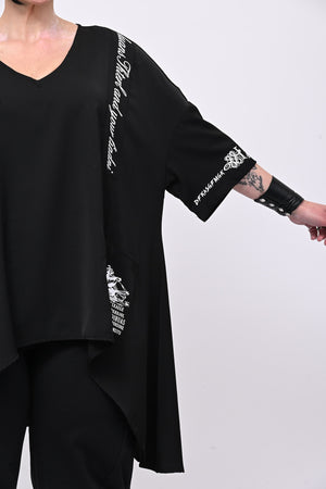 Maglia scritte punta - Nero