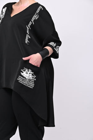 Maglia scritte punta - Nero