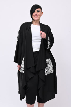 Maxi kimono scritte - Nero