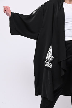 Maxi kimono scritte - Nero