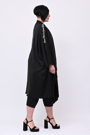 Maxi kimono scritte - Nero